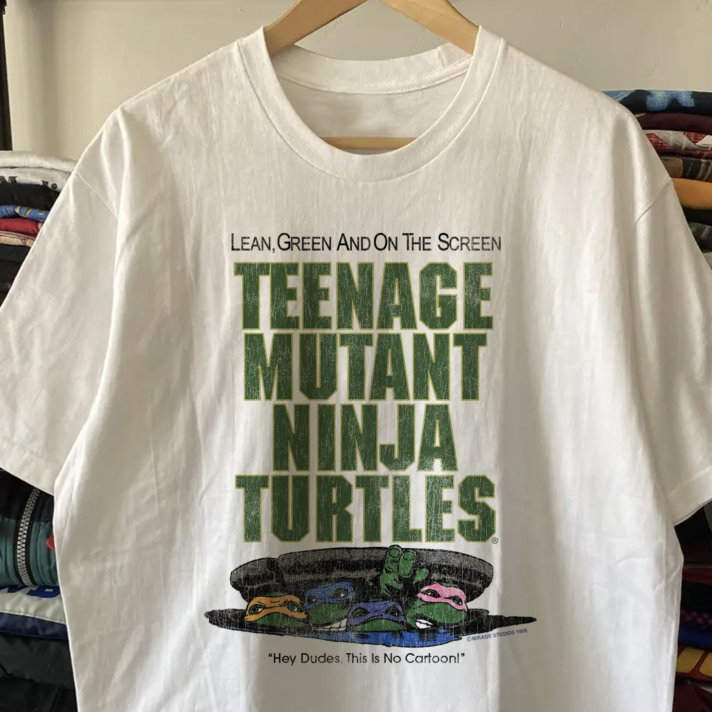 90s Teenage Mutant Ninja Turtles Movie Promo Washed White Tee