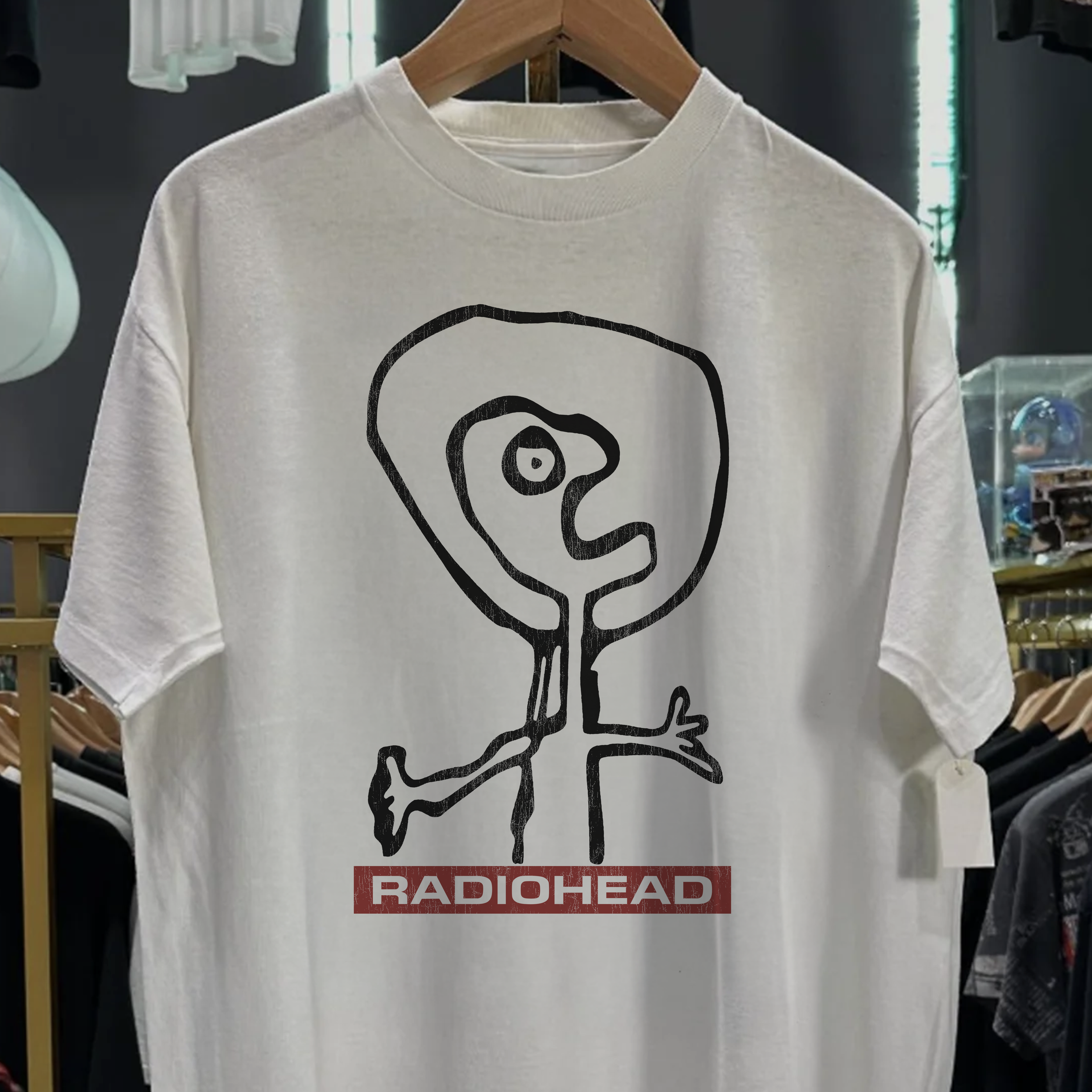 90S Radiohead Promo Washed White Tee – Strike Anywhere Vintage 