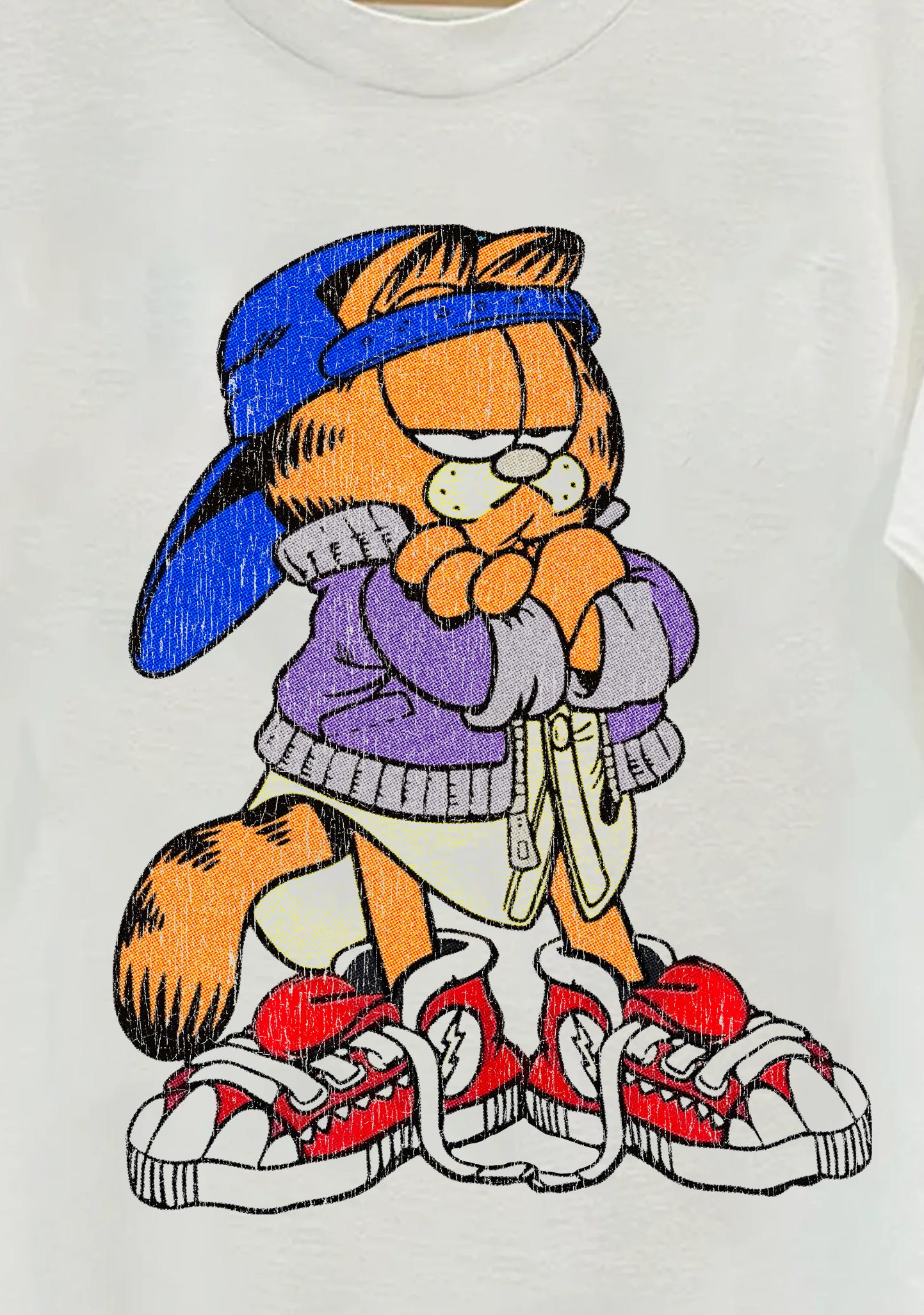 Cool Garfield Vintage Washed White Tee